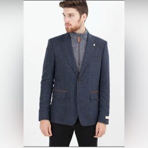 Circle of Gentlemen Men's Wool zip up layered seamus Jacket Blazer Sz Italian48